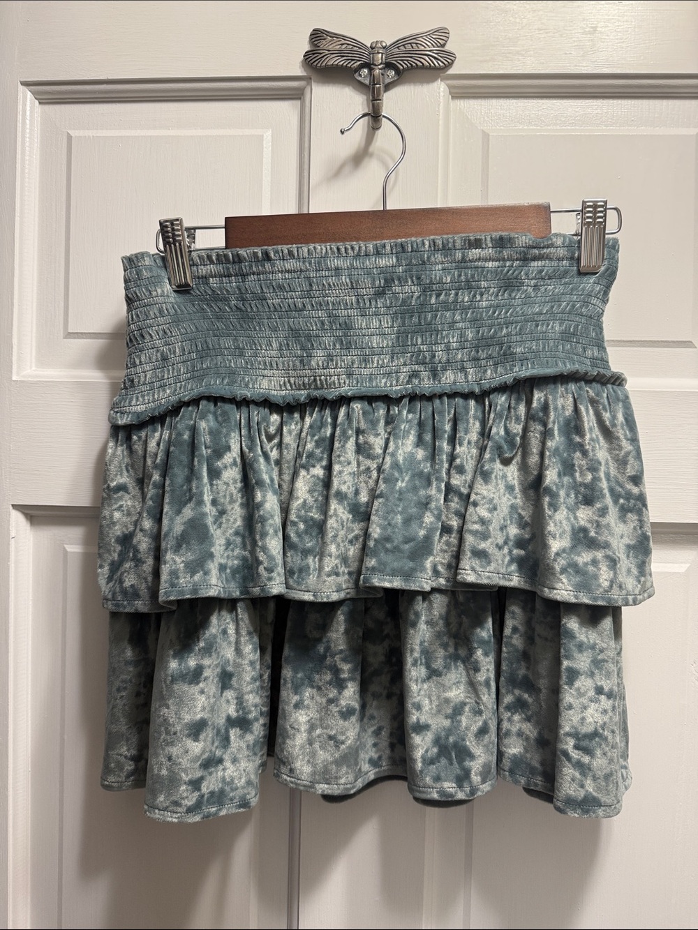 Aerie Frills and Thrills crushed velvet tiered ruffle skirt